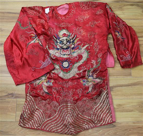 A Chinese embroidered silk robe
